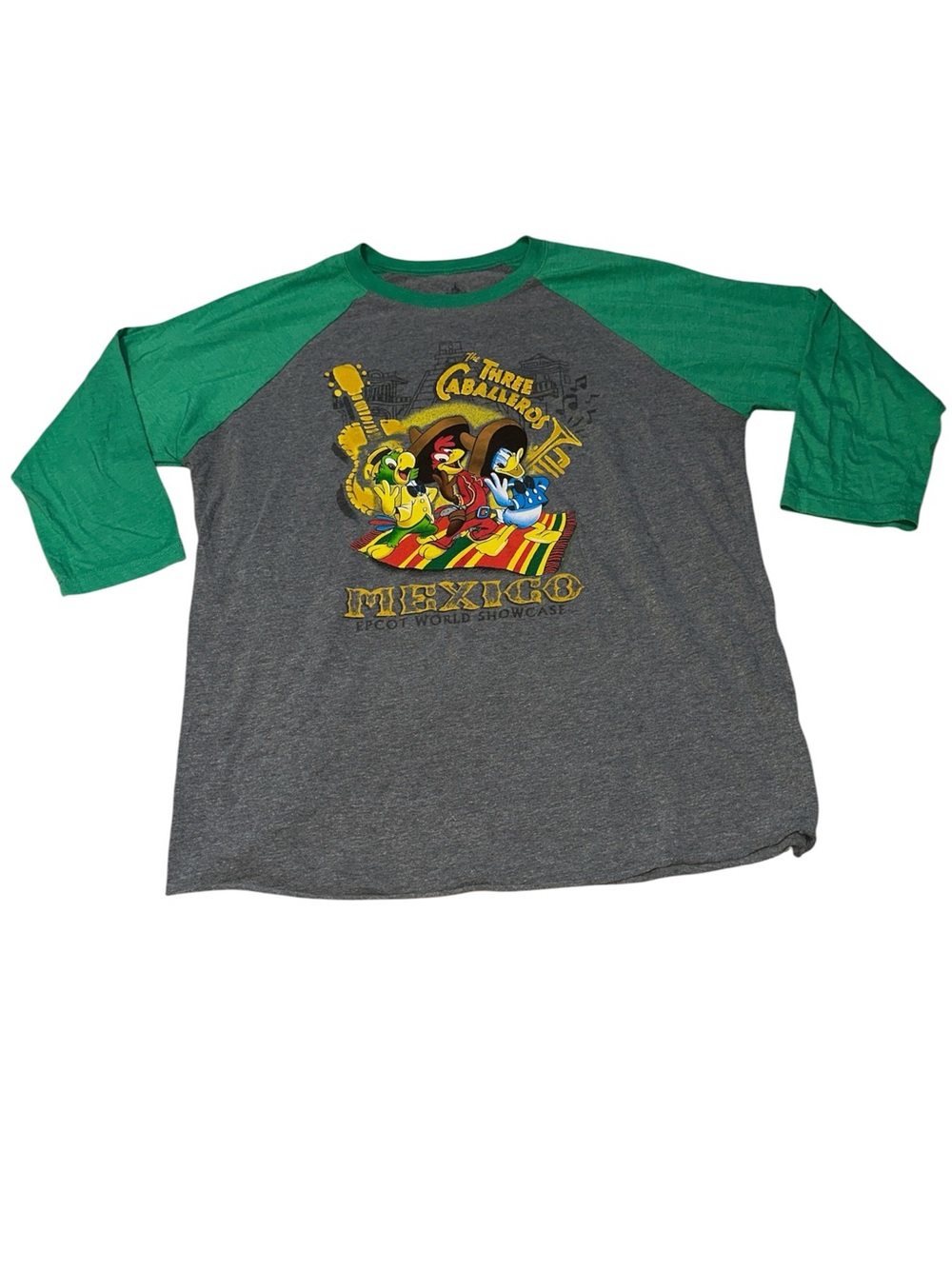 Disney World Epcot World Showcase Mexico The Three Caballeros 3/4 Sleeve Tee